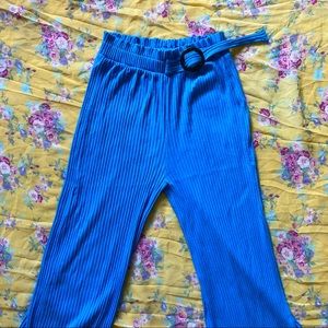 Zara Kids Ribbed Wide Leg Pants Flowy Blue Girls Cullotes